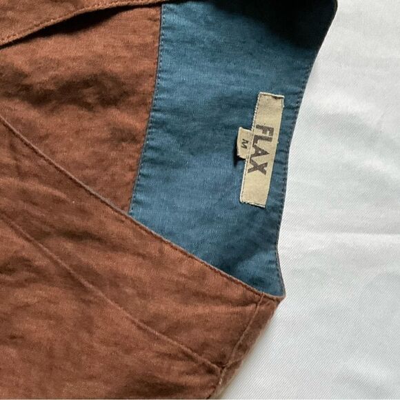 FLAX Designs Linen Jacket Brown‎ Contrast Cuff M - Picture 13 of 16